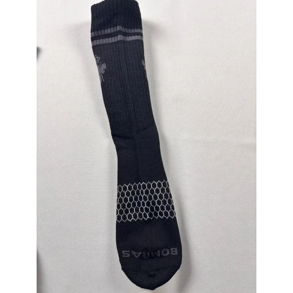 Bombas Manchester CityCrew Socks Black Grey Bee Crest Honeycomb Arch Support 3PK